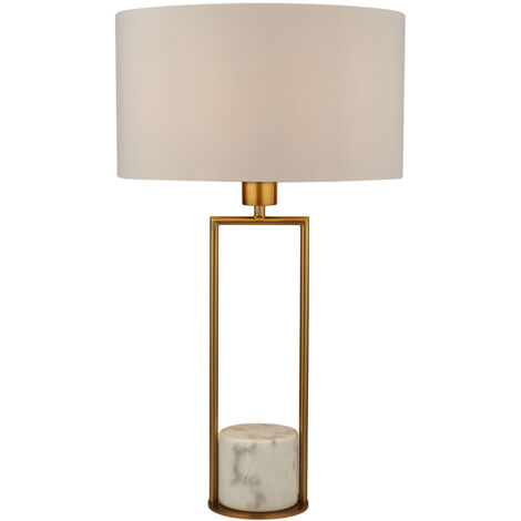 Lampada Da Scrivania Contemporanea Claire Metallo Oro Tessuto Bianco 1 Luce E27 (1/5)