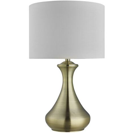 Lampada Scrivania Contemporanea Tocco Acciaio Ottone Tessuto Bianco 1 Luce E14 (1/5)