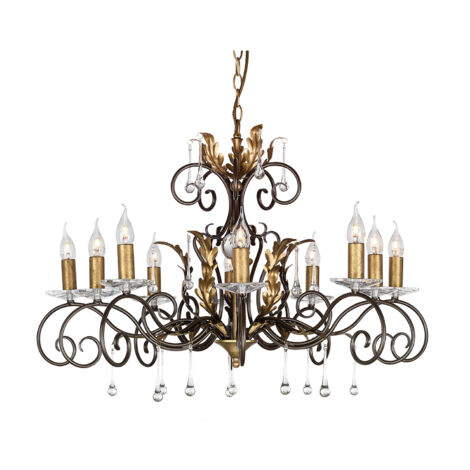 Lampadario Classico Amarilli Acciaio Bronzo Oro 10 Luci E14 (1/4)