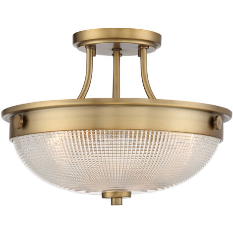 Lampadario Contemporaneo Mantle Vetro Ottone Anticato 2 Luci E27 (1/5)