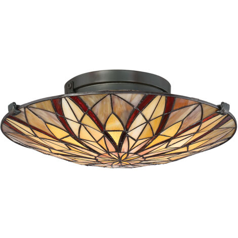 Lampadario Tiffany Victory Vetro Bronzo Valiant 2 Luci E27 (1/5)