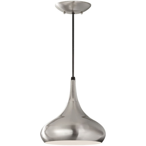 Elstead Beso - Sospensione a soffitto a 1 luce a cupola in acciaio satinato, attacco E27 (1/4)