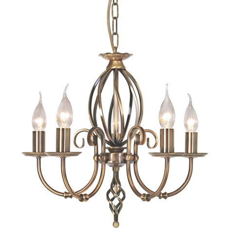 Lampadario Classico Artisan Acciaio Ottone Anticato 5 Luci E14 (1/4)