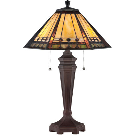 Elstead Arden - Lampada da scrivania Tiffany a 2 luci Bronzo, E27 (1/4)