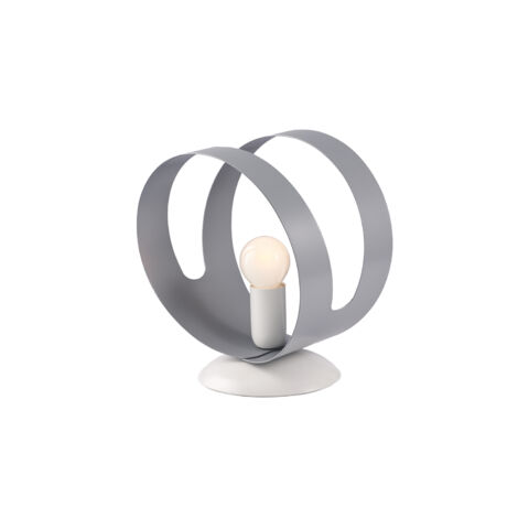Lumetto Moderno 1 Luce Peter In Ferro Bianco Grigio Taglio Laser (1/2)
