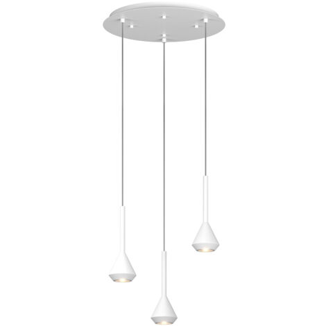 Lampadario Moderno Tondo Aygo Metallo Bianco 3 Luci Gu10