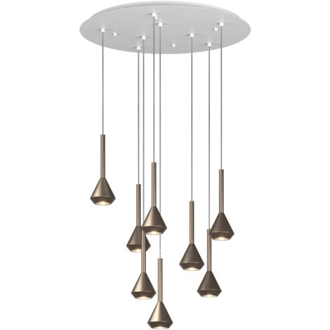 Lampadario Moderno Aygo Metallo Bianco Bronzo 8 Luci Gu10