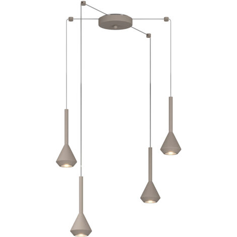 Lampadario Moderno Aygo Metallo Sabbia 4 Luci Gu10