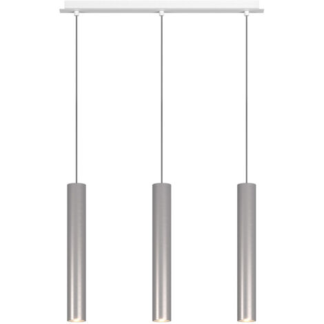 Lampadario Industrial-Minimal Xeana Metallo Bianco Alluminio 3 Luci Gu10