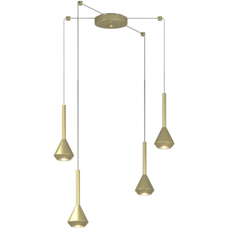 Lampadario Moderno Aygo Metallo Ottone 4 Luci Gu10