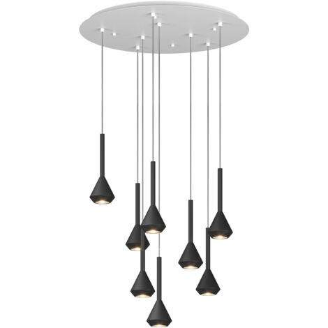 Lampadario Moderno Aygo Metallo Bianco Nero 8 Luci Gu10