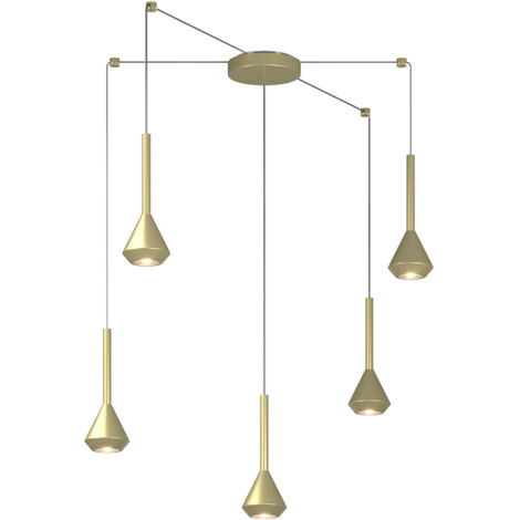 Lampadario Moderno Aygo Metallo Ottone 5 Luci Gu10