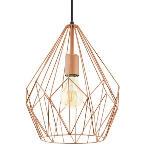 Eglo Lampada a sospensione Carlton, lampada a sospensione a uno punto luce vintage, lampada a sospensione retrò in acciaio, rame, attacco E27 (1/5)