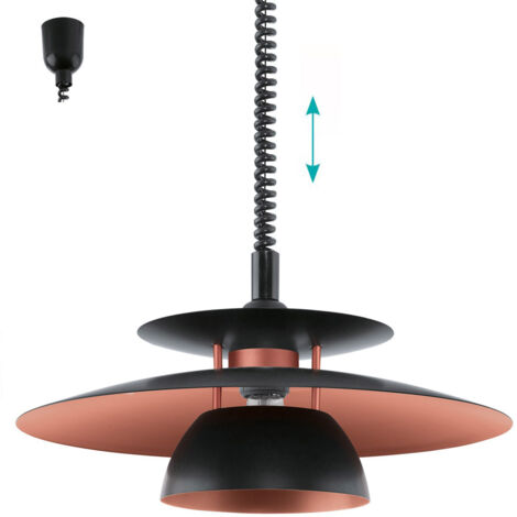Lampadario A Sospensione Moderno Brenda Policarbonato Nero Rame 1 Luce E27 (1/5)