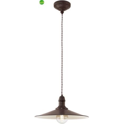 Lampadario A Sospensione Vintage Stockbury Acciaio Marrone Antico 1 Luce E27 (1/5)
