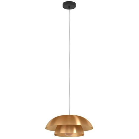 Lampadario A Sospensione Moderno Cenciara Acciaio Nero Ottone 1 Luce E27 (1/2)