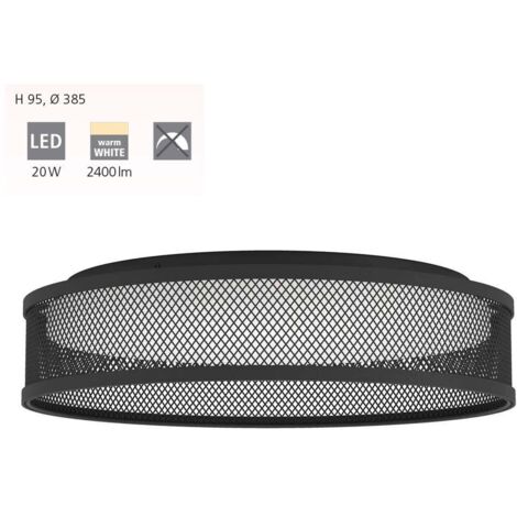 Plafoniera Contemporanea Luppineria Acciaio Nero Luce Led Integrato 20W (1/2)