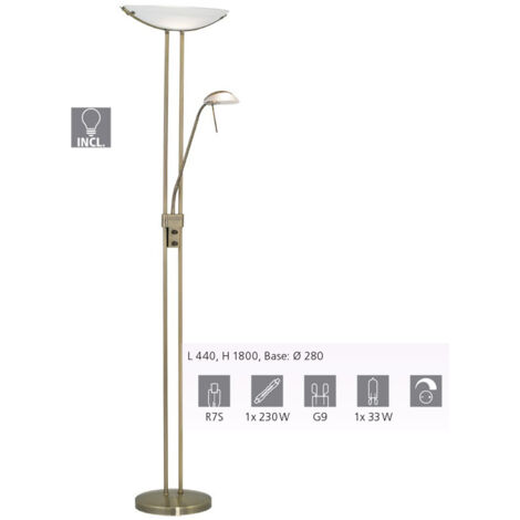 Piantana Moderna Baya Acciaio Ottone Brunito 1 Luce R7S 230W (1/4)