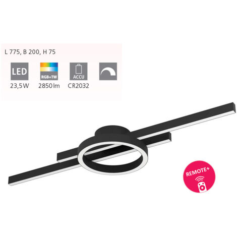 Plafoniera Minimal Amandolo Alluminio Nero Luce Led Integrato 23,5W (1/2)