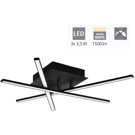 Plafoniera Moderna Lasana 3 Acciaio Nero 3 Luci Led Integrato 3,5W (1/3)