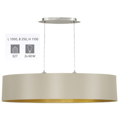Lampadario A Sospensione Contemporaneo Maserlo Acciaio Nichel Tortora 2 Luci E27 (1/4)