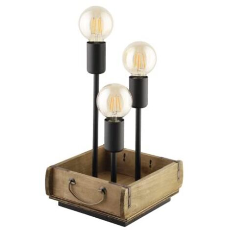 Lampada Da Tavolo Vintage Wootton Legno Marrone 3 Luci E27 (1/4)
