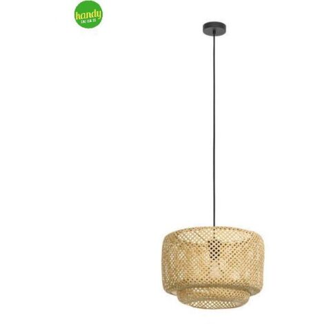 Lampadario A Sospensione Vintage Hettonle Acciaio Nero Legno 1 Luce E27 (1/4)