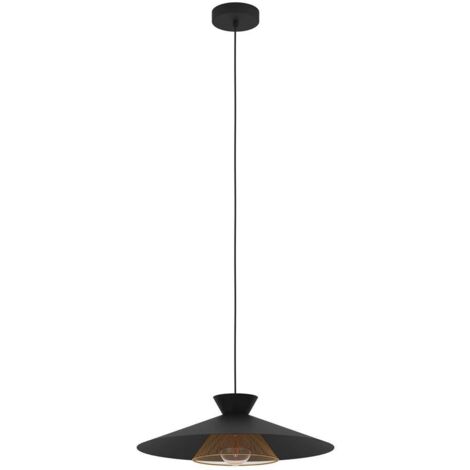 Lampadario A Sospensione Vintage Grizedale Acciaio Nero Ottone 1 Luce E27 (1/2)
