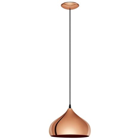 Lampadario A Sospensione Dcvoltage Vintage Color Rame - Paralume In Metallo 29x17cm, Cavo In Tessuto 2m, Attacco E27, Rosone Incluso