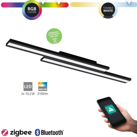 Plafoniera Contemporanea Saliteras-Z Acciaio Nero 2 Luci Led Integrato 10,2W (1/4)