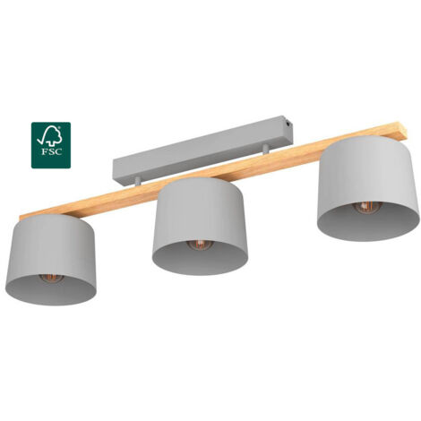 Plafoniera Minimal Mariel Acciaio Grigio Grigio Chiaro 3 Luci E27 (1/4)