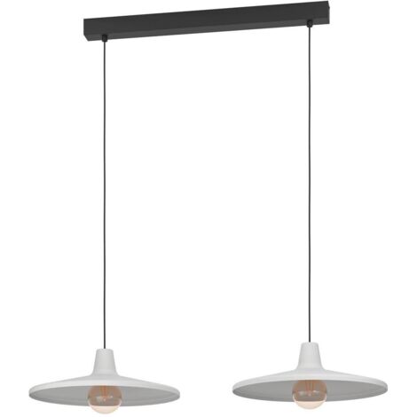 Lampadario A Sospensione Contemporaneo Miniere Acciaio Nero Grigio 2 Luci E27 (1/2)