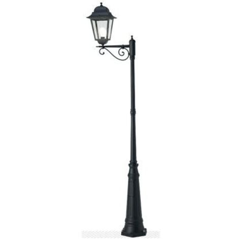 Palo Con Braccio Da Esterno Contemporaneo Mito Alluminio E Vetro Nero 1 Luce E27 (1/3)