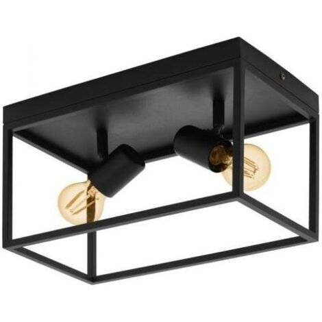 Plafoniera Moderna Silentina Acciaio Nero 2 Luci E27 (1/5)