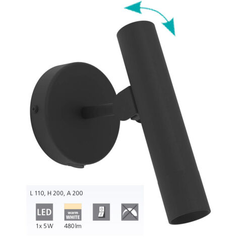 Applique Moderna Almudaina Acciaio Nero 1 Luce Led Integrato 5W (1/4)