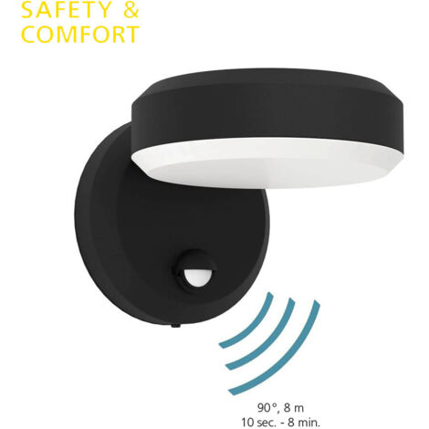 Applique Esterno Sensore Moderna Fornaci Acciaio Nero Policarbonato Bianco Led (1/5)