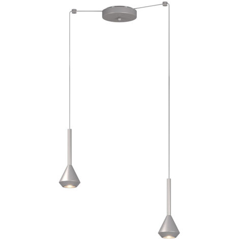 Lampadario Moderno Aygo Metallo Color Alluminio 2 Luci Gu10
