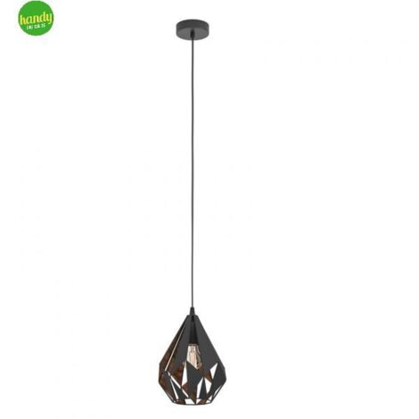 Lampadario A Sospensione Vintage Carlton 1 Grande Acciaio Nero Rame 1 Luce E27 (1/5)