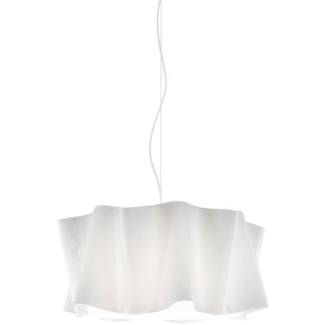 Sospensione Moderna Folio Polilux ® Bianco E Metallo Cromo 1 Luce E27 D50Cm