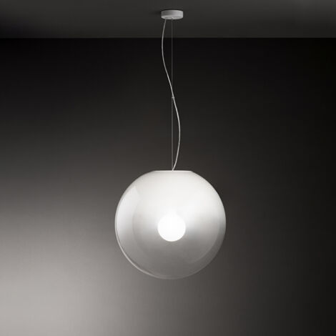 Sospensione Moderna Moon Metallo Vetro Bianco 1 Luce E27 Ip20 D50 (1/2)