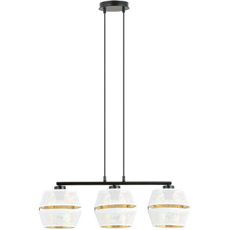 Sospensione Contemporanea 3 Luci Enea In Metallo Bianco E Oro (1/4)