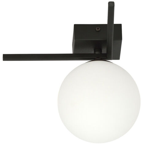 Plafoniera Moderna 1 Luce Andromeda 1130/1G In Acciaio Nero Vetro Opale (1/5)