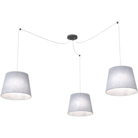 Sospensione 3 Luci Iside Con Fermacavi E Paralumi Grigio (1/3)