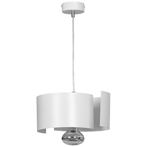Sospensione Moderna 1 Luce Houyi In Acciao Bianco E Cromo (1/5)