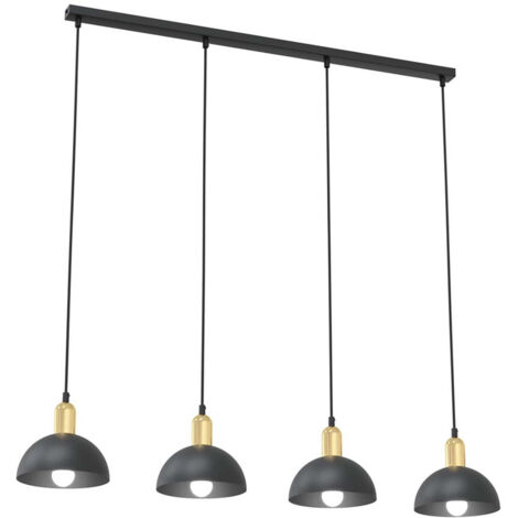 Lampadario 4 Luci Idunn In Acciaio Nero E Oro Diffusori A Cupola (1/2)