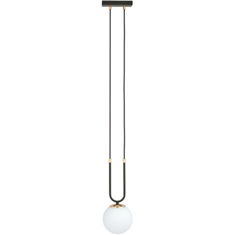 Sospensione Contemporanea 1 Luce Crio In Acciaio Nero Oro E Sfera Vetro Opalino (1/5)