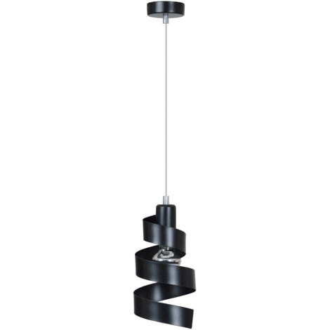 Sospensione Moderna 1 Luce Tristano In Acciaio Nero Con Fasce A Spirale (1/5)