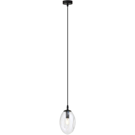 Sospensione Minimal 1 Luce Atalanta Acciaio Nero E Vetro Trasparente (1/5)