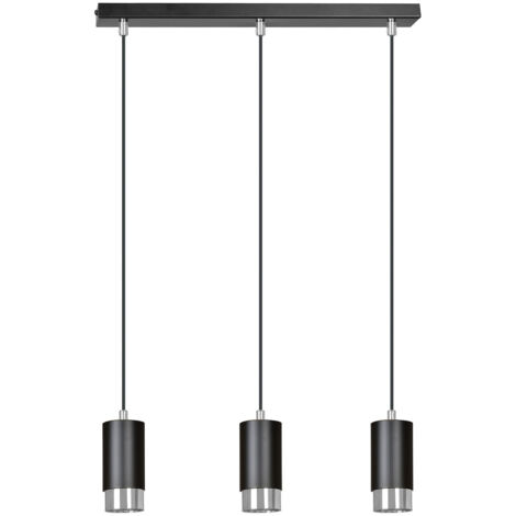 Lampadario 3 Luci Ivar Con Cilindri In Acciaio Nero E Cromo