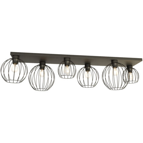 Plafoniera Minimal Industrial Geb 6 Luci Lineari Nera (1/5)